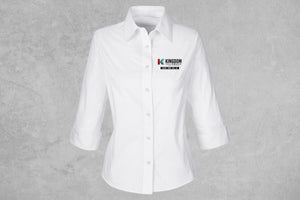 Women’s ¾ Sleeve Flip cuff  Shirt NO GAPE -  WHITE