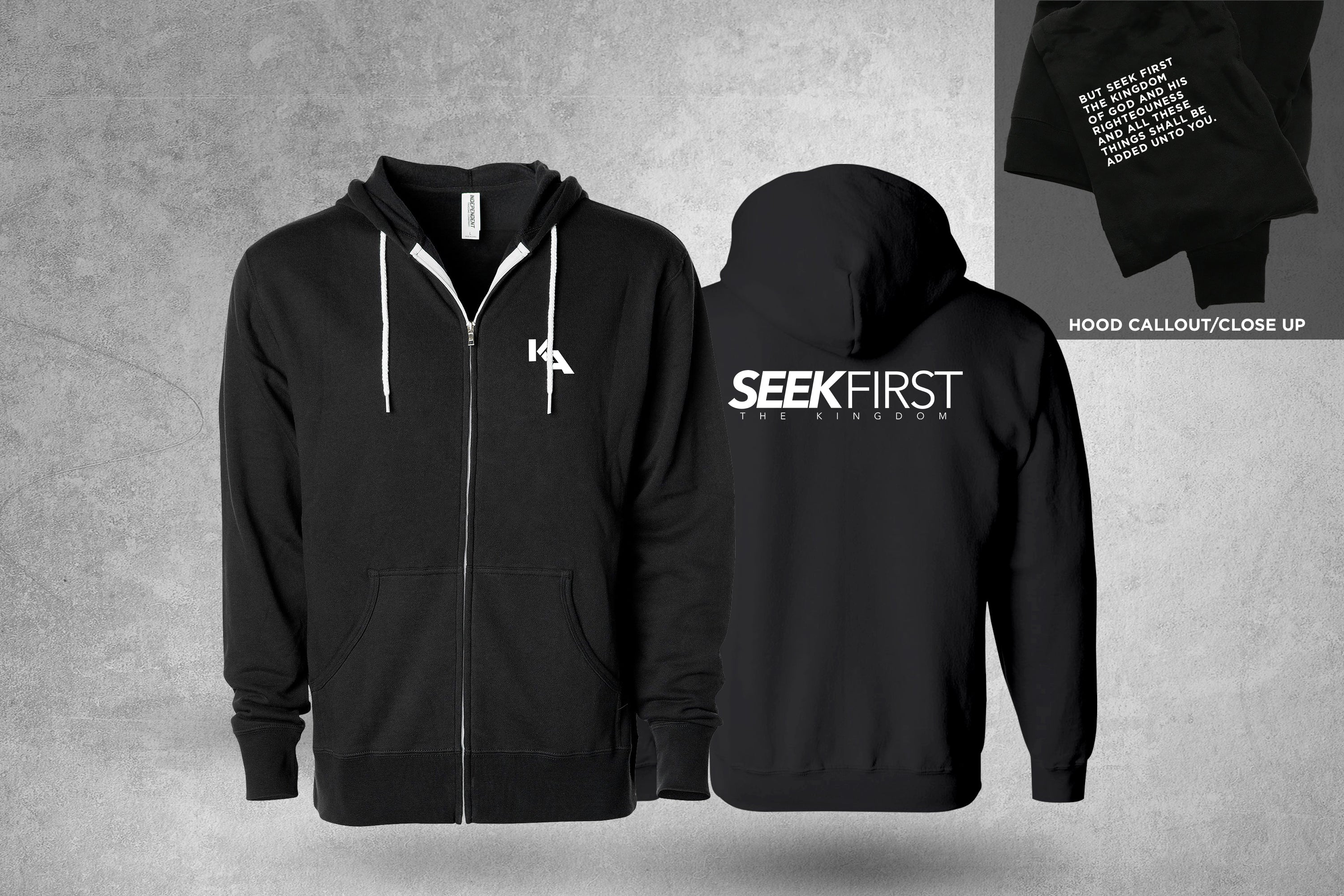Unisex Lightweight Full-Zip Hooded Sweatshirt - Seek First
